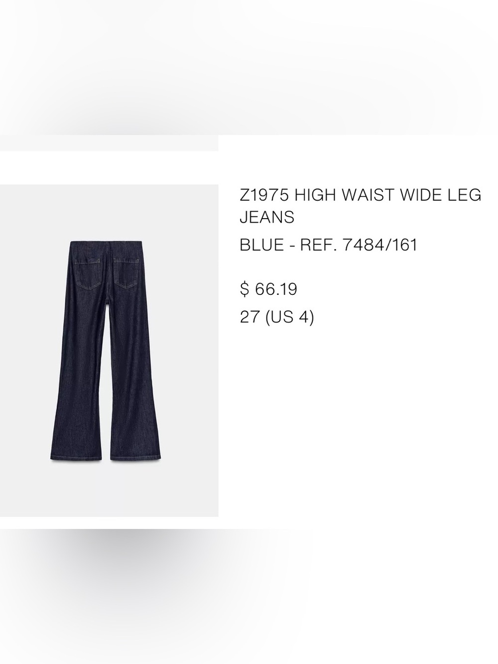 Zara High Waist Wide Leg Jeans - Blue